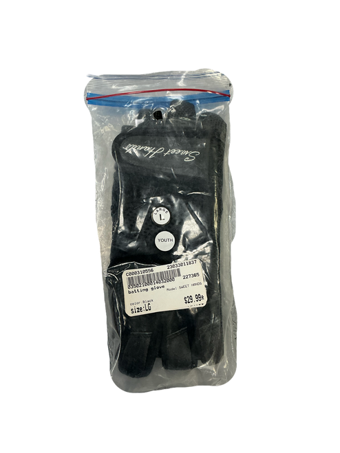 Vist Large View of Product Image Which is Used SWEET HANDS BB/SB Batting Gloves Black LG