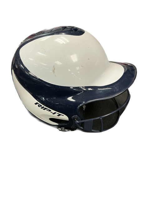 Vist Large View of Product Image Which is Used RIP-IT BATTING HELMET W/CAGE Batting Helmet w/Mask Navy And White One Size