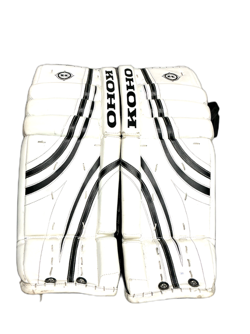 Vist Large View of Product Image Which is Used Koho REVOLUTION PADS Goalie Leg Pads Junior White And Black 29"