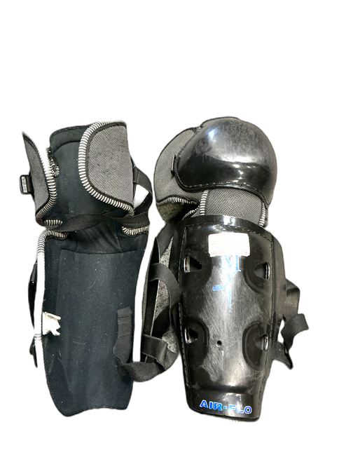 Vist Large View of Product Image Which is Used Mylec AIRFLOW Senior Shin Guards Black 14"