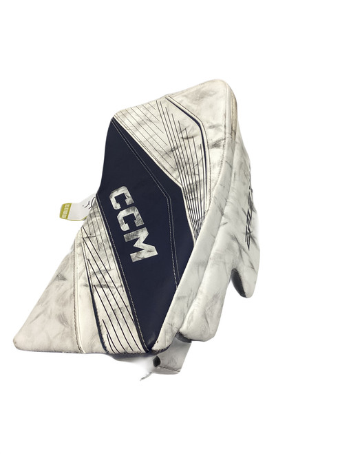 Vist Large View of Product Image Which is Used CCM E-FLEX 6.5 Junior Goalie Blocker White/Black/Royal