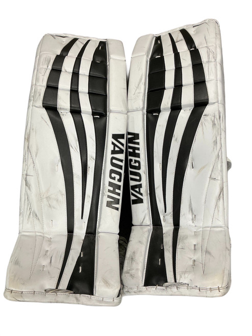Vist Large View of Product Image Which is Used Vaughn VELOCITY V7 PRO XF Goalie Leg Pads Senior Black And White 36"