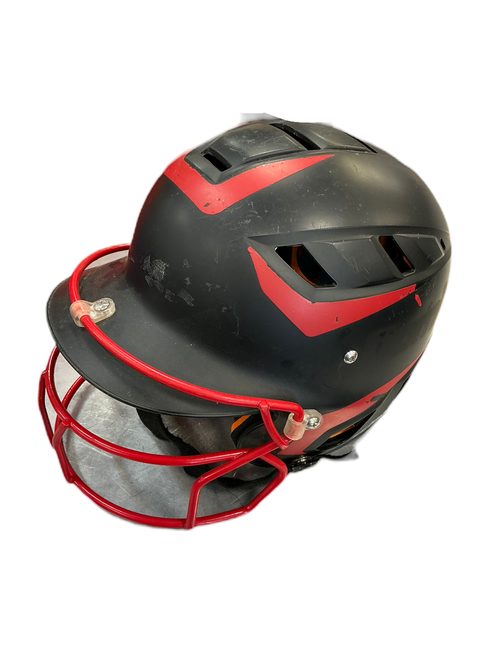 Vist Large View of Product Image Which is Used Schutt HELMET/CAGE Batting Helmet w/Mask Black And Red One Size