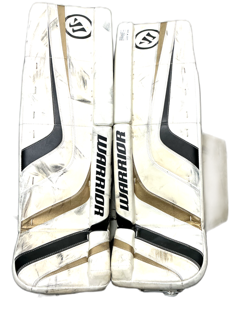 Vist Large View of Product Image Which is Used Warrior RITUAL PADS Goalie Leg Pads Senior White/Black/Yellow 36"