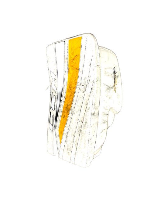 Vist Large View of Product Image Which is Used CCM 860 Senior Goalie Blocker White/Black/Yellow