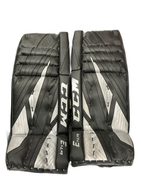 Vist Large View of Product Image Which is Used CCM E4.9 PADS Goalie Leg Pads Junior Black 30"