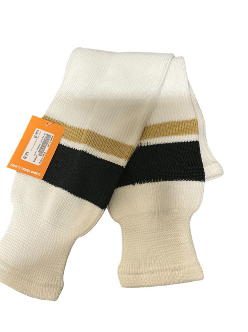 Vist Large View of Product Image Which is Used Hockey Sock White/Black/Yellow Junior
