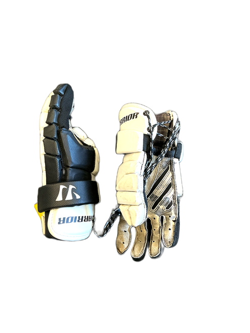 Vist Large View of Product Image Which is Used Warrior HYPNO III Lacrosse Gloves Mens Black And White MD