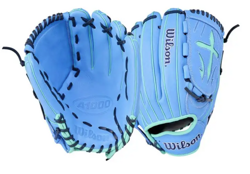 Vist Large View of Product Image Which is Wilson A1000 B23 12" Baseball Glove - Blue/Seafoam - 2026 Model
