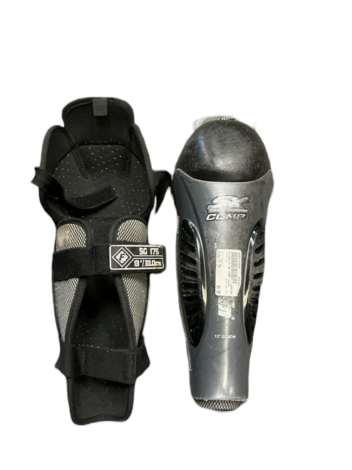 Vist Large View of Product Image Which is Used Franklin SX COMP Senior Shin Guards Black 13"