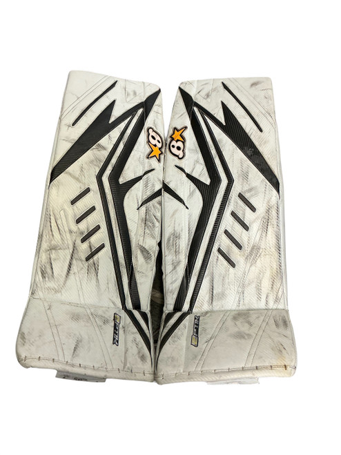 Vist Large View of Product Image Which is Used Brians OPTIK 2 Goalie Leg Pads Senior White And Black 33"