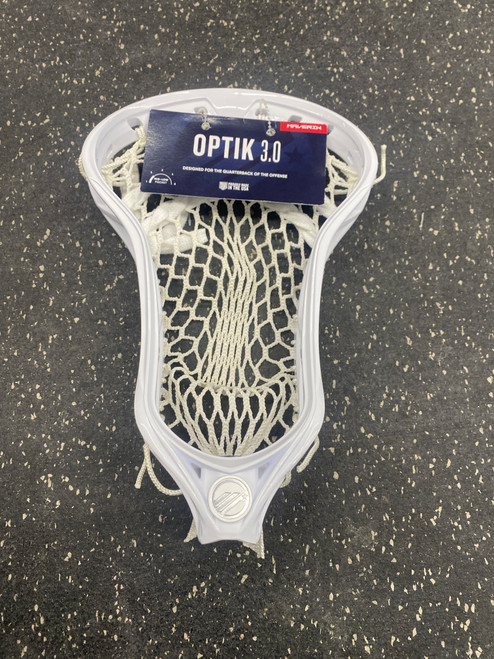 Vist Large View of Product Image Which is Used Maverik OPTIK 3 STRUNG NEW Mens Lacrosse Head White