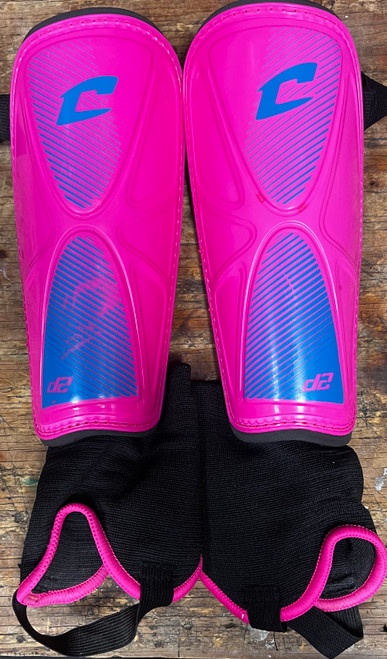 Vist Large View of Product Image Which is Used Champro Soccer Shin Guards Adult Pink MD