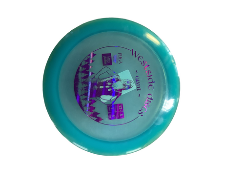 Vist Large View of Product Image Which is Used Westside GIANT VIP PLASTIC Disc Golf Driver Royal Blue 169g