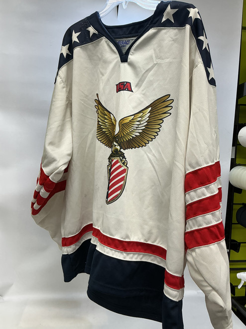 Vist Large View of Product Image Which is Used Hockey Uniform White/Red/Navy LG