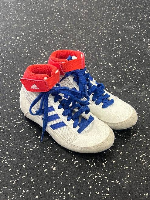 Vist Large View of Product Image Which is Used Adidas Wrestling Shoes White Youth 12.0