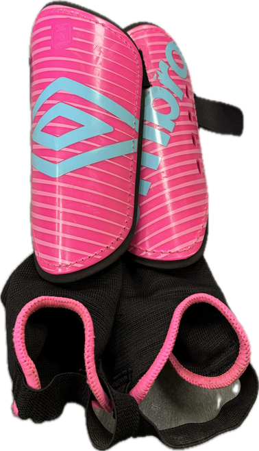 Vist Large View of Product Image Which is Used Umbro Soccer Shin Guards Youth Pink Youth