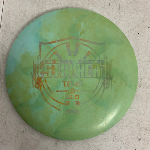 Vist Large View of Product Image Which is Used Discraft ESP SWIRL STALKER Disc Golf Driver Sky Blue 176g