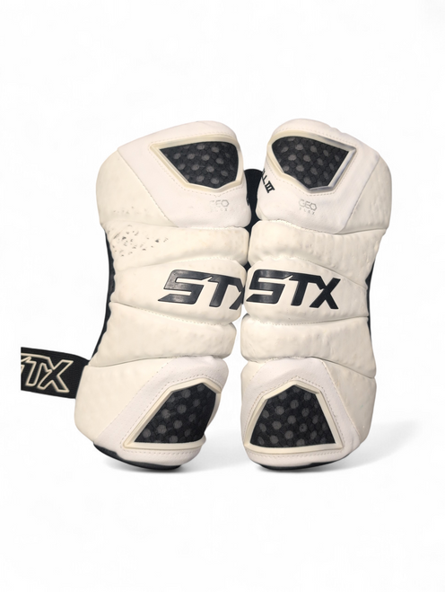 Vist Large View of Product Image Which is Used STX CELL III Lacrosse Arm Pads/Guards White MD