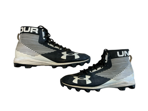 Vist Large View of Product Image Which is Used Under Armour Adult FB Cleats Black And White Senior 12