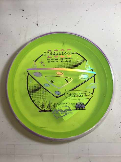 Vist Large View of Product Image Which is New Axiom PRISM PLASMA PYRO Disc Golf Mid Range Neon Green 177g