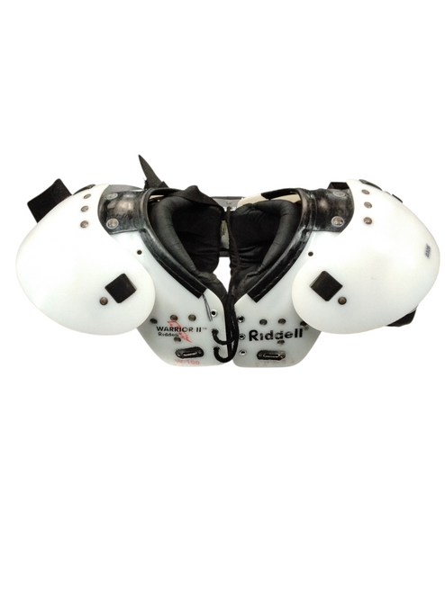 Vist Large View of Product Image Which is Used Riddell WARRIOR II FB Shoulder Pads White LG