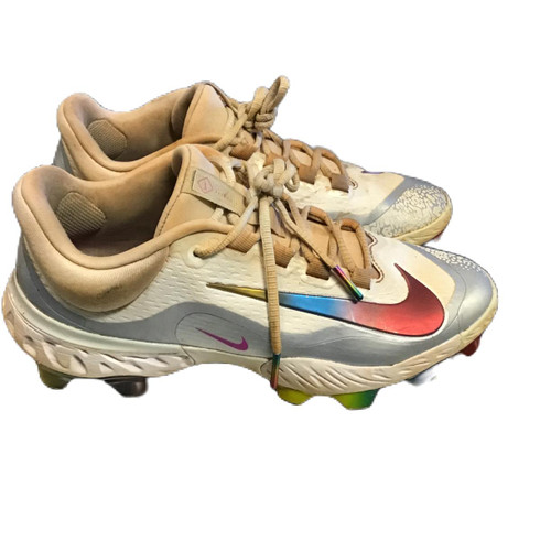 Vist Large View of Product Image Which is Used Nike Alpha Huarache Elite 4 Low MCS Baseball Cleats White Senior 8