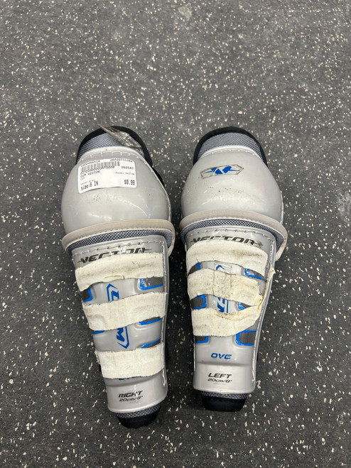 Vist Large View of Product Image Which is Used CCM VECTOR Youth Shin Guards Grey 8"