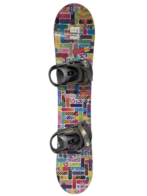 Vist Large View of Product Image Which is Used Burton Chicklet Girls Snowboard 120 cm with Head Bindings