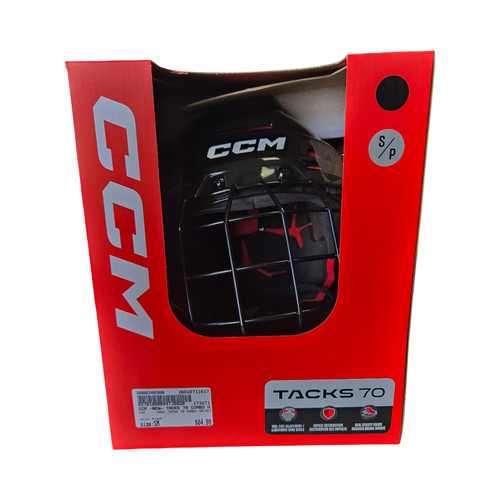 Vist Large View of Product Image Which is Used CCM -NEW- TACKS 70 COMBO HELMET Helmet Cage Combo Black SM