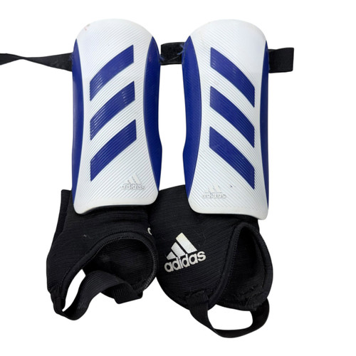 Vist Large View of Product Image Which is Used Adidas TIRO MATCH Soccer Shin Guards Junior White And Royal Blue SM