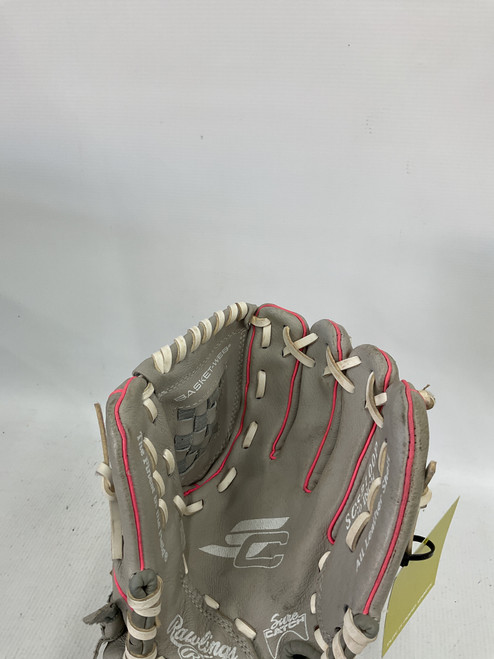 Vist Large View of Product Image Which is Used Rawlings PL90PSM BB/SB Glove RH Throw Pink 9"