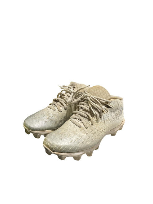 Vist Large View of Product Image Which is Used Under Armour BB CLEAT BB/SB Cleats Grey And White Junior 03.5