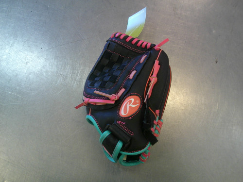 Vist Large View of Product Image Which is Used Rawlings HIGHLIGHT SERIES BB/SB Glove RH Throw Black 11 1/2"