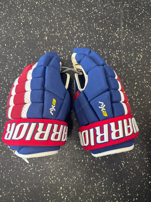 Vist Large View of Product Image Which is New Warrior DYNASTY Senior Gloves Royal Blue And Red 12"