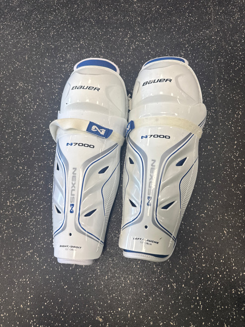 Vist Large View of Product Image Which is Used Bauer N7000 Senior Shin Guards White 15"