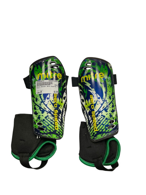 Vist Large View of Product Image Which is Used Mitre Soccer Shin Guards Youth Green SM