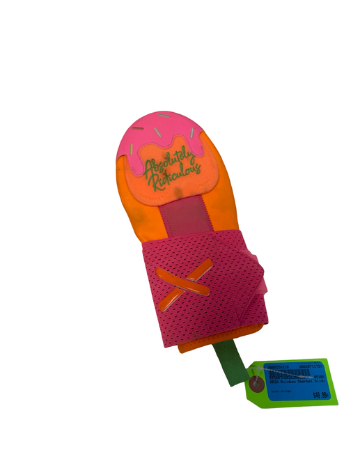 Vist Large View of Product Image Which is Used Aria Rainbow Sherbet Orange / Pink Baseball Sliding Mitt Absolutely Ridiculous