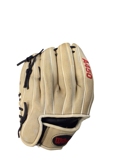 Vist Large View of Product Image Which is Used Wilson A450 BB/SB Glove RH Throw Brown 11 1/2"