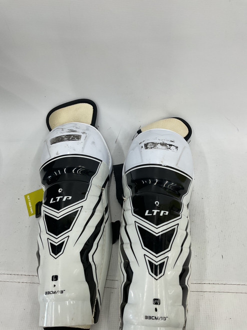 Vist Large View of Product Image Which is Used CCM LTP Junior Shin Guards White 13"