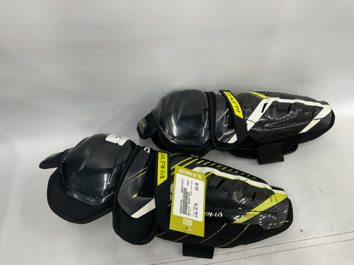 Vist Large View of Product Image Which is Used Warrior ALPHA DX3 Junior Shin Guards Black 12"