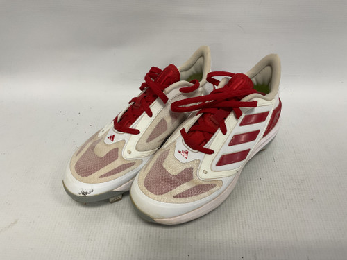 Vist Large View of Product Image Which is Used Adidas ADIZERO PUREHUSTLE BB/SB Cleats Cardinal And White Senior 5.5