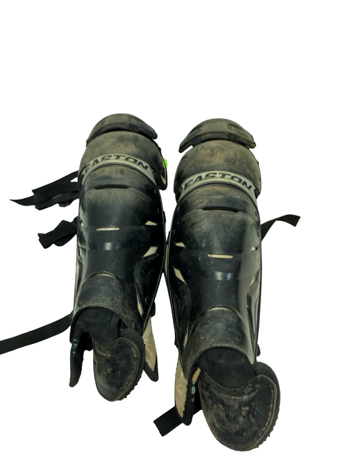 Vist Large View of Product Image Which is Used Easton Elite X Adult Baseball Catchers Leg Guards Black Age 15+