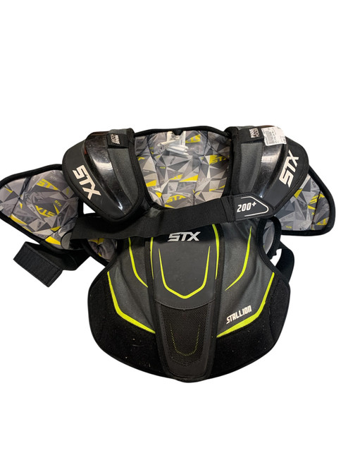 Vist Large View of Product Image Which is Used STX STALLION 200+ L Lacrosse Shoulder Pads Black LG