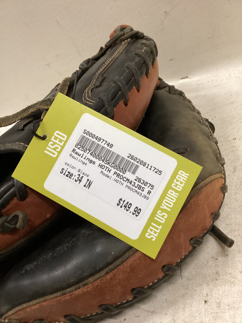 Vist Large View of Product Image Which is Used Rawlings HOTH PROCM43JBS BB/SB Catchers RH Throw Black 34"