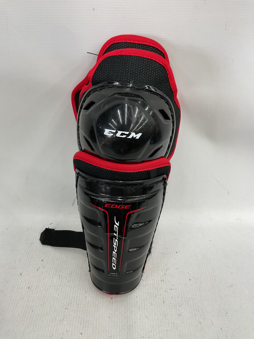 Vist Large View of Product Image Which is Used CCM EDGE Youth Shin Guards Black 9"