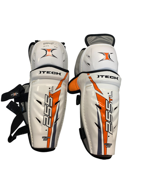Vist Large View of Product Image Which is Used Itech 255 TL 13IN Intermediate Shin Guards White 13"