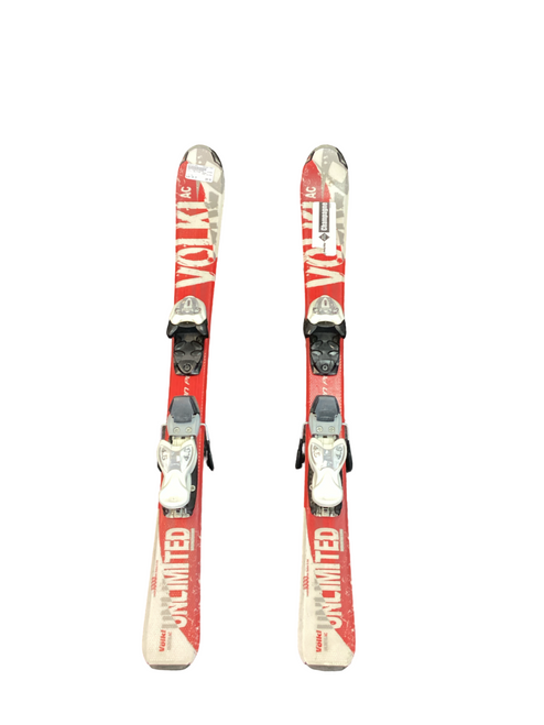 Vist Large View of Product Image Which is Used Volkl UNLIMTED Boys DH Ski/Binding Red 100 cm