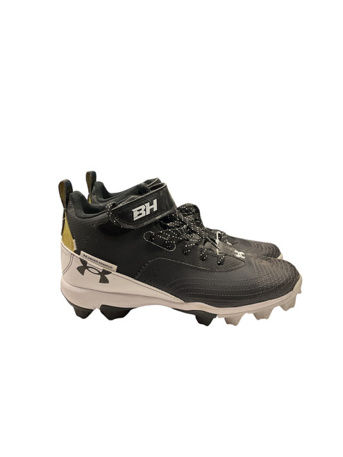 Vist Large View of Product Image Which is Used Under Armour HARPER 7 BH SZ 5.5 BB/SB Cleats Black And White Senior 5.5