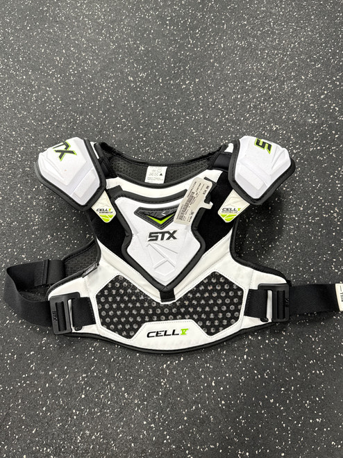 Vist Large View of Product Image Which is Used STX CELL V NOCSAE Lacrosse Shoulder Pads Black MD